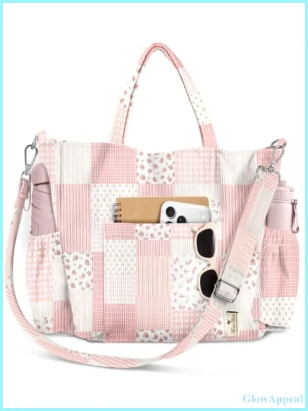 Corduroy Crossbody Tote Bag for Women with Adjustable Strap